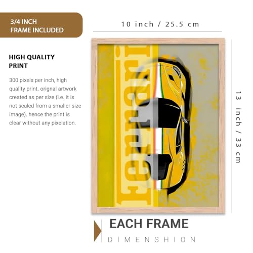 Image of kotart Big Sports Cars Framed Posters Gift Items for Boys Room Wall Decoration Bedroom Living Room Office Studio Decor | Car Poster Frame for Wall Decor Set Of 3 Size (10 X 13 inch)