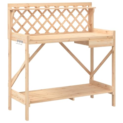 vidaXL Solid Wood Potting Bench Table with Trellis