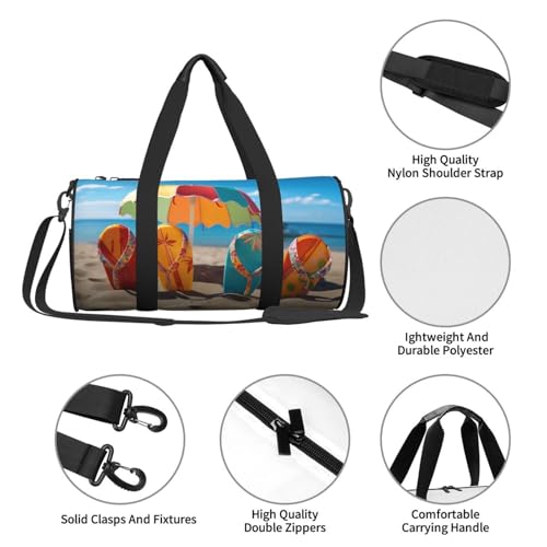 Travel Duffle Bag Lightweight Small Gym Bag Foldable Weekender Overnight Bags with Adjustable Shoulder Strap Carry On Tote Bags Colorful Flip Flops Beach Ball Hospital Bag for Women Men4
