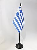 Material : Poliester 100D AZ FLAG Bandera de Mesa de Grecia 15x10cm - BANDERINA de DESPACHO Griega 10 x 15 cm