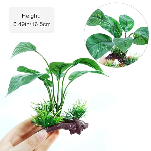 Image of 3PCS Reptile Artificial PlantsTerrarium Plants Aquarium Plants Decorations for Amphibian Habitat Decor