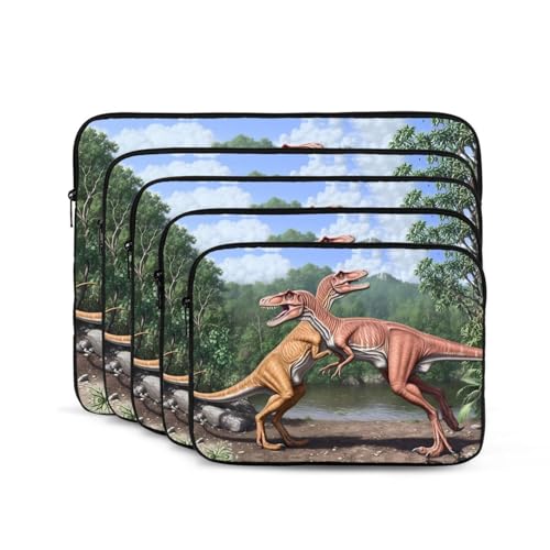 Dinosaur Duel Laptop Sleeve Case 10 Inch Suitable for Notebook Computer Tablet Traveling Carrying Simple Case2