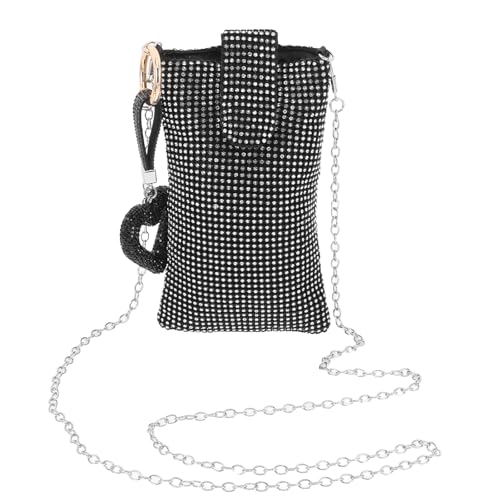 Pochette porte-téléphone portable en strass Healvian, design vertical scintillant de soirée