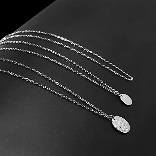 Aisansty Layered Disc Choker Necklace For Women Girls Dainty Silver Plated Full Moon Coin Pendant Layering Chain Necklaces Set #TOP4