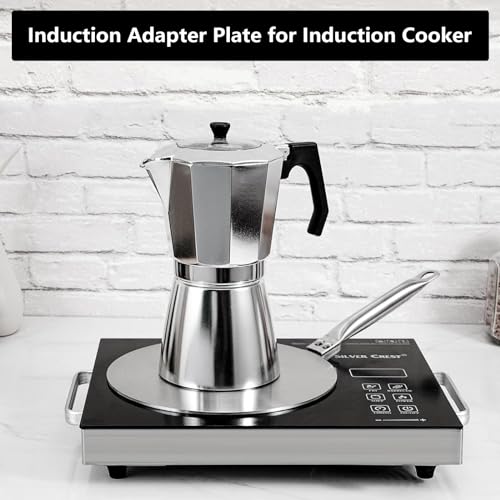 WOPPLXY Induktion Adapterplatte mit Abnehmbarem Griff, Ø24cm Adapterplatte für Induktionsherd, Adapter Induktionskochfeld Edelstahl für die Verwendung von Kochgschirr auf Induktion