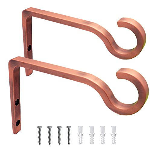 Qiegl Premium Hanging Bracket 6Inch Decorative Hooks Brushed Bronze Al Alloy Metal Planter Hook Wall Plant Hanger For Lanterns, Bird Feeders, Wind Chimes, Home Decor Indoor & Outdoor 2 Pack #TOP3