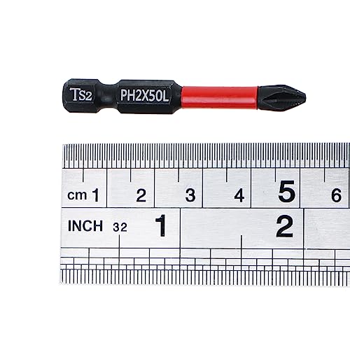 AUTOTOOLHOME 10 Pack Phillips PH2 Magnetic Anti Slip Screwdriver Bit Set 2\" L TS2 Toolsteel HRC63 Anti-Slip Long Drill Bits 1/4 Hex Shank Cross Single and Double Head Bits Screw Impact Driver Bits - Thumbnail 5