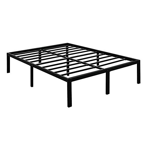 TATAGO Double Bed Frame Queen Size | Havey duty Metal Platform 157 x 200cm | 40.64cm Under Bed Storage | Easy Assembly Black