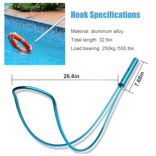 Poste de rescate para piscina extensible de aluminio de hasta 7 metros 8