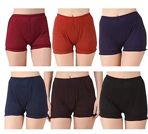 Image of Plain and Print Cotton Inner Wears Bloomer Briefs Panties for Girl | Ladies Boyshorts Drawer for Girls | Girls Underwear Combo Pack of 6