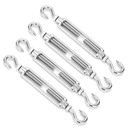 This Turnbuckle Has an 4Pcs Hook to Hook Turnbuckle Stainl Steel Hardware Kit for Cable Wire Rope Tension M6 220.5lb. Capacity Hook Our an Capacity to/Ensures Bea