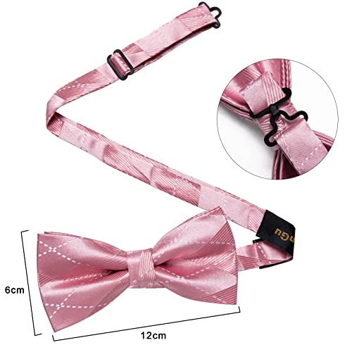 Image of DiBanGu Paisley Pre-Tied Bow Ties for Men Silk Adjustable Bowtie and Pocket Square Cufflinks for Wedding Party