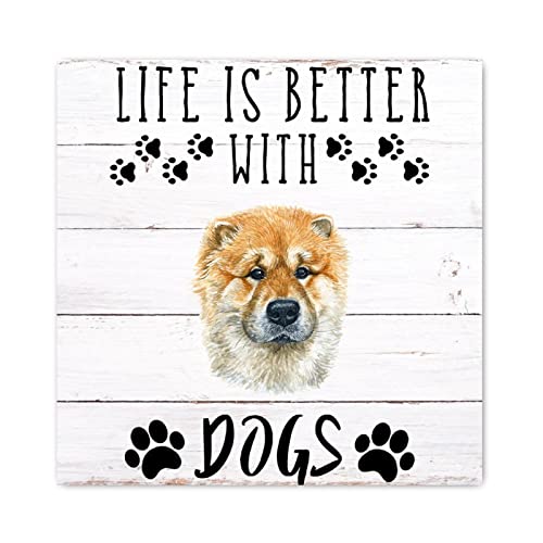 Panneau en bois Life Is Better with Dogs Evans1nism 30x30 cm