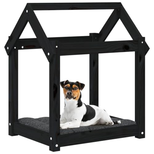 Lit pour chien solide cadre bois stable noir pour salon - 5