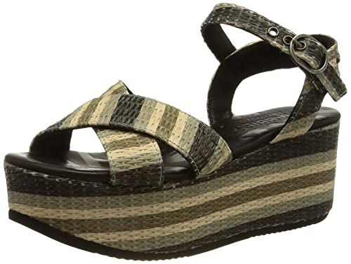Shabbies Amsterdam Shs1098, Sandalia. Mujer, Stripe Green Black, 39 EU Cover