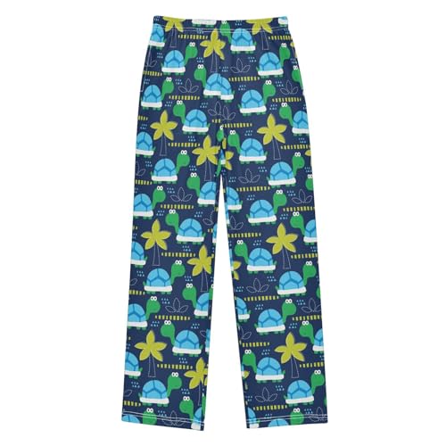 Turtle Palm Tree Boys Long Pants Soft Trousers Elastic Waist Kids Lounge Bottoms with Pockets S-XL