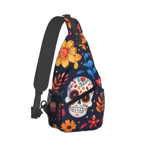 Mochila tipo bandolera ajustable con patrón de calavera miniatura 2