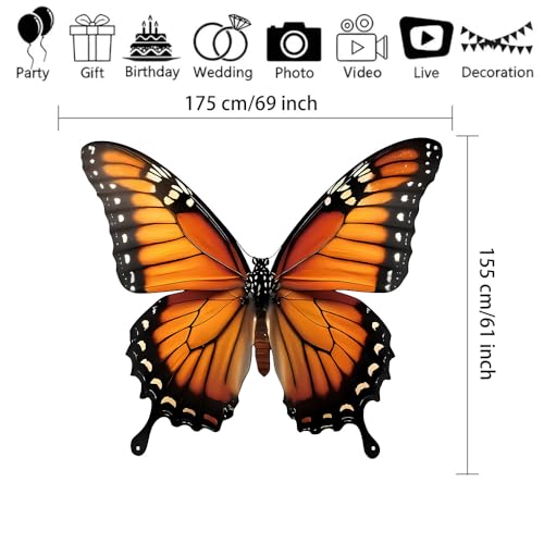 Fondo fotográfico Alas de Mariposa Monarca Grande 69x61 pulg miniatura 2