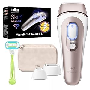 Braun IPL Long-lasting Laser Hair Removal Device for Women & Men, Skin i·Expert, at Home Hair Removal, w/ Free App, Vanity Case, Venus Razor, 3 Smart Heads, Alternative for Laser Hair Removal, PL7243