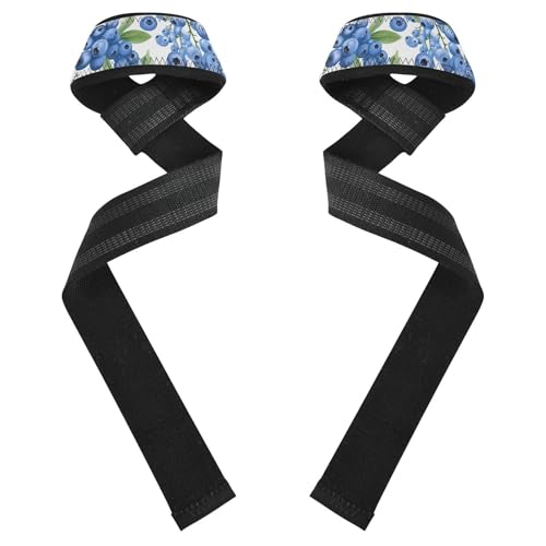 Nander Blueberries Wrist Straps for Weightlifting,Lifting Straps with Neoprene Cushioned Wrist Padded and Anti-Skid Silicone for Strength Training,Bodybuilding,Deadlifting