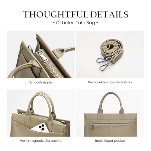 Image of befen Genuine Leather Handbag for Women Small Soft Satchel Tote Bags Crossbody Shoulder Purses with Zipper