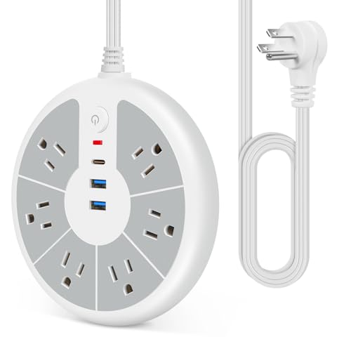 Regleta ultrafina con 6 tomas, protector de sobretensión y 3 puertos USB, incluyendo USB-C de carga rápida miniatura 1