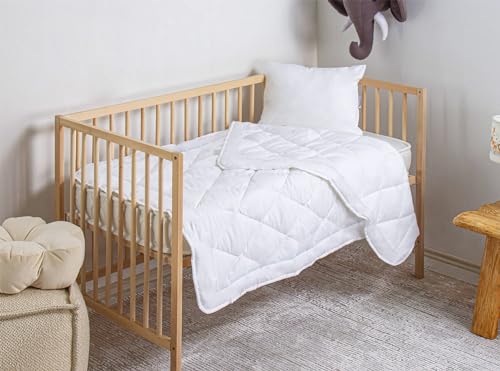 IlGruppone Piumino Per Bambino Lettino 110x125 Cm 100/200/300 Gr 4 Stagioni Estate/Inverno Anallergico Trapunta Coperta Da Culla Trapuntina Traspirante Antiacaro - Bianco - 100 Grammi