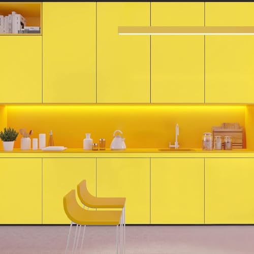 Image of Wall Stickers Pure Yellow Matt Wallpaper Decal DIY PVC Self-Adhesive Wallpaper for Office, Home Decorative(24x200, Yellow Mat)