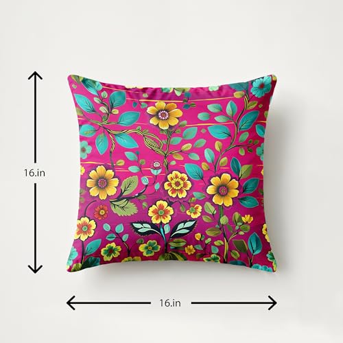 Image of Ultimate Trends Digital Printed Soft Cotton Feel Polyester Decorative Cushion Cover, Modern Eligent Designs, Heavy Long Life Fabric,24 inch X 24 inch Set of 5,Rani
