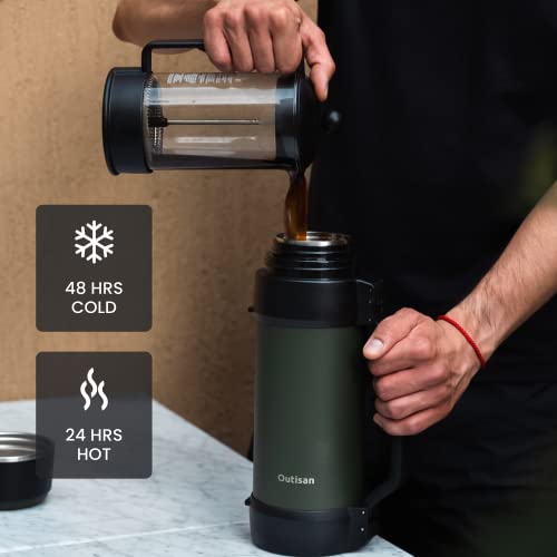 Outisan Thermos Insulated Water Bottle 64 Oz Water Bottle Thermos For Hot & Cold Drink,18/8 Stainless Steel Water Bottles, Bpa Free, Wide Mouth, Double Insulation Thermo Bottle For 48 Hours(Green) #TOP1