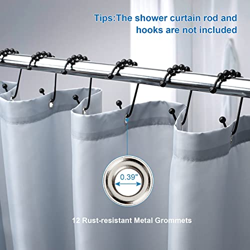 Image of Amazer Light Gray Shower Curtain Liner, Light Gray Fabric Shower Liner, 2-in-1 Bathroom Shower Curtain and Liner, 12 Grommet Holes, Water Proof, Machine Washable, Hotel Quality, 72 x 72 Inches