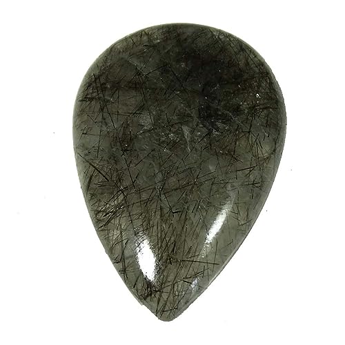 Rutile noir cabochon poire de 58.90 ct pour la création de bijoux uniques