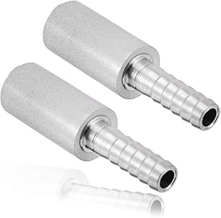 YOUHO 2PCS 0.5 Micron Diffusion Stone Stainless Steel Aeration Stone Carbonating Stone with 1/4" Barb for Homebrew Wine Beer Soda Air Stone