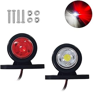 JinXiu LED Side Marker Lights 12V, 1 Pair White Red Double Sided Warning Lamp Indicator Parking Light Clearance Lights for Truck Trailer RV Boat