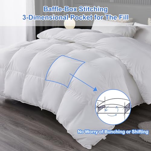 Image of MH MYLUNE HOME Fluffy Down Alternative Comforter, All Season Duvet Insert Lightweight Bed Comforter Insert White Baffle Box Stitched with Corner Tabs (Twin XL All Season 90 inchx68 inch)