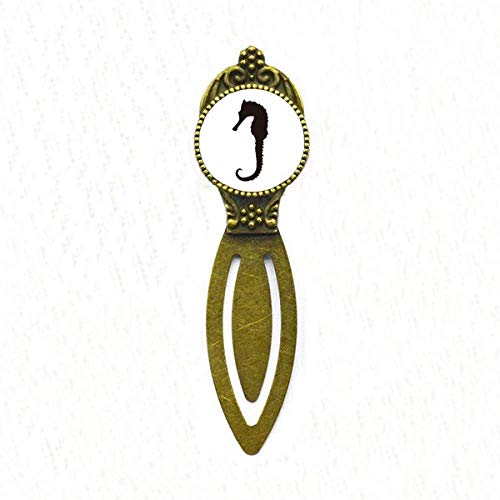 Marque-page Hippocampus silhouette noire, signet de lecture original pour livre