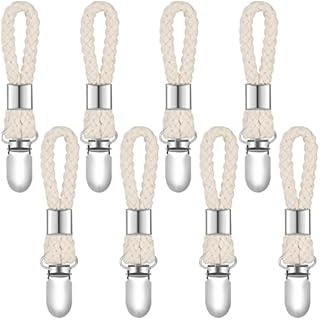 Opopark 8 pcs Towel Clips,Woven Cotton Towel Clips with Metal Clamp Tea Towel Clips Loops Clips for Home Closets and Bathrooms