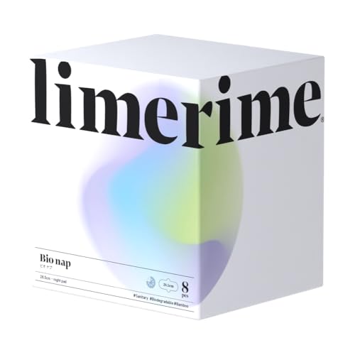 limerime ライムライム バンブーサニタリーパッドナイト(吸水パッド) 8枚入り 夜用 28.5cm 羽根つき 【ビオ ナプ】 自然素材 肌に優しい 抗菌 防臭 敏感肌