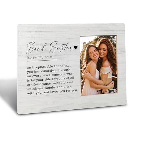 grapehiker Soul Sister 4x6 Picture Frame - Bestie & Friendship Gifts for Women, Best Friend Picture Frame