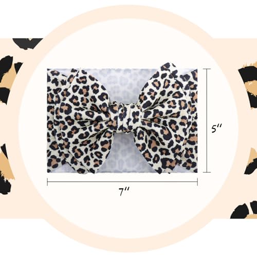 YanJie Bows for Baby Girl Leopard Print Headbands for Girls 7’’ Brown Bow Toddler Hair Accessories Newborn Infant Baby Headband4