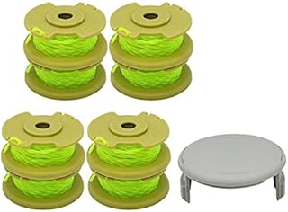 RONGJU 8 Pack Weed Eater Spool Replacement Compatible with Ryobi One Plus+ AC80RL3 for Ryobi 18v, 24v, 40v Trimmers 11ft 0.080 Inch Twisted Line + 1 Pack String Trimmer Cap (8 Spools, 1 Cap)
