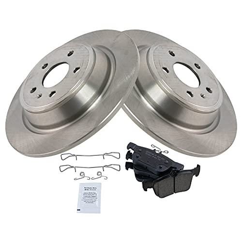 Image of TRQ Rear Brake Pad and Rotor Set Ceramic Solid Rotors