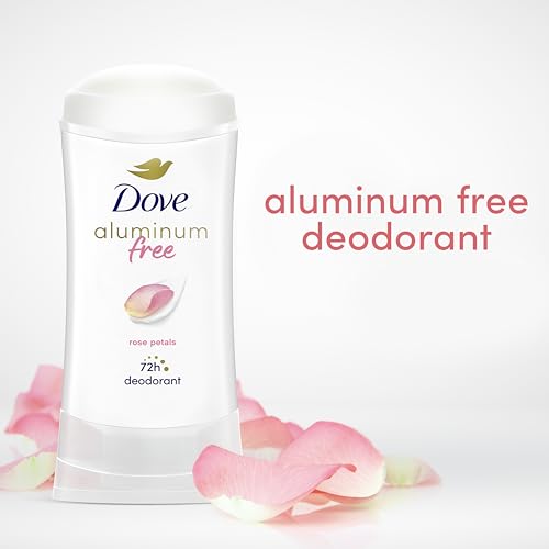 Image of Dove Aluminum Free Deodorant for Women 3 Count Rose Petals 72 hour odor protection 2.6 oz