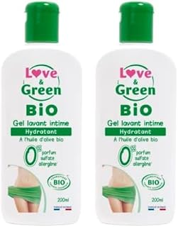 Love & Green - Gel Lavant Intime Hydratant Bio 200 ml - Fabriqué en France (Lot de 2)