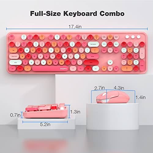 Image of MOFII Wireless Keyboard and Mouse Combo, Full Size Typewriter Keyboard with Multi-Media Function Keys and Number Pad for Office PC Computer Laptop Desktop Windows (Pink Colorful)