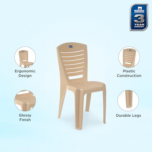 Image of Nilkamal Plastic Chair for Living Room | 3 Year Warranty | for Home, Living Room, Outdoor | Marble Beige Colour | CHR4025