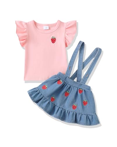 Image of SODLON Newborn Baby Girl Clothes Dresses Outfits Gifts Romper Top Overalls Dress Suspender Skirt Sets for Infant Girls