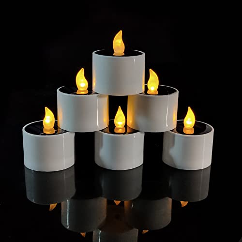 6Pcs Solar Window Candles Outdoor Waterproof Flameless Flickering Led Tealights Solar Emergency Candles With Sensor Dusk To Dawn For Lantern Garden Camping Party Halloween Christmas Home Decor #TOP3