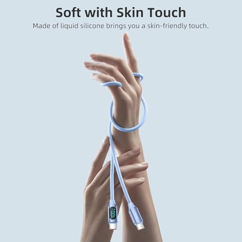 Image of iFAST Digital Display 100W Type-C to Type-C Fast Charging Data Cable | 480Mbps Data Transfer Speed | Compatible With MacBook, iPad, Galaxy, Pixel, Switch (1 Metre, Silicon, Blue)