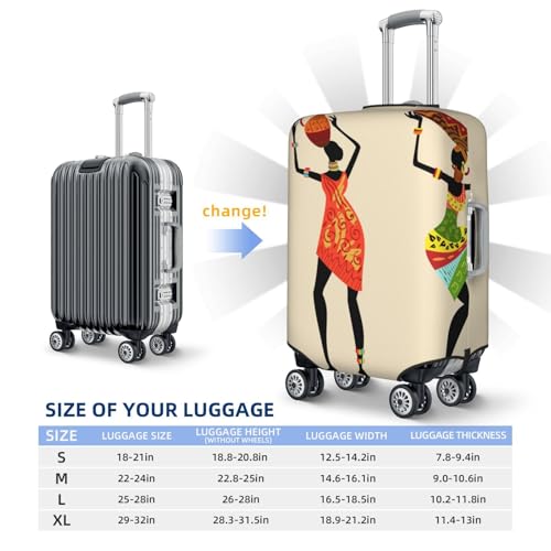African Women Print Luggage Cover For Suitcase,Washable Elastic Travel Suitcase Protector With Zipper Closure And Bottom Buckle – Fits 18-32" Luggage-Large4
